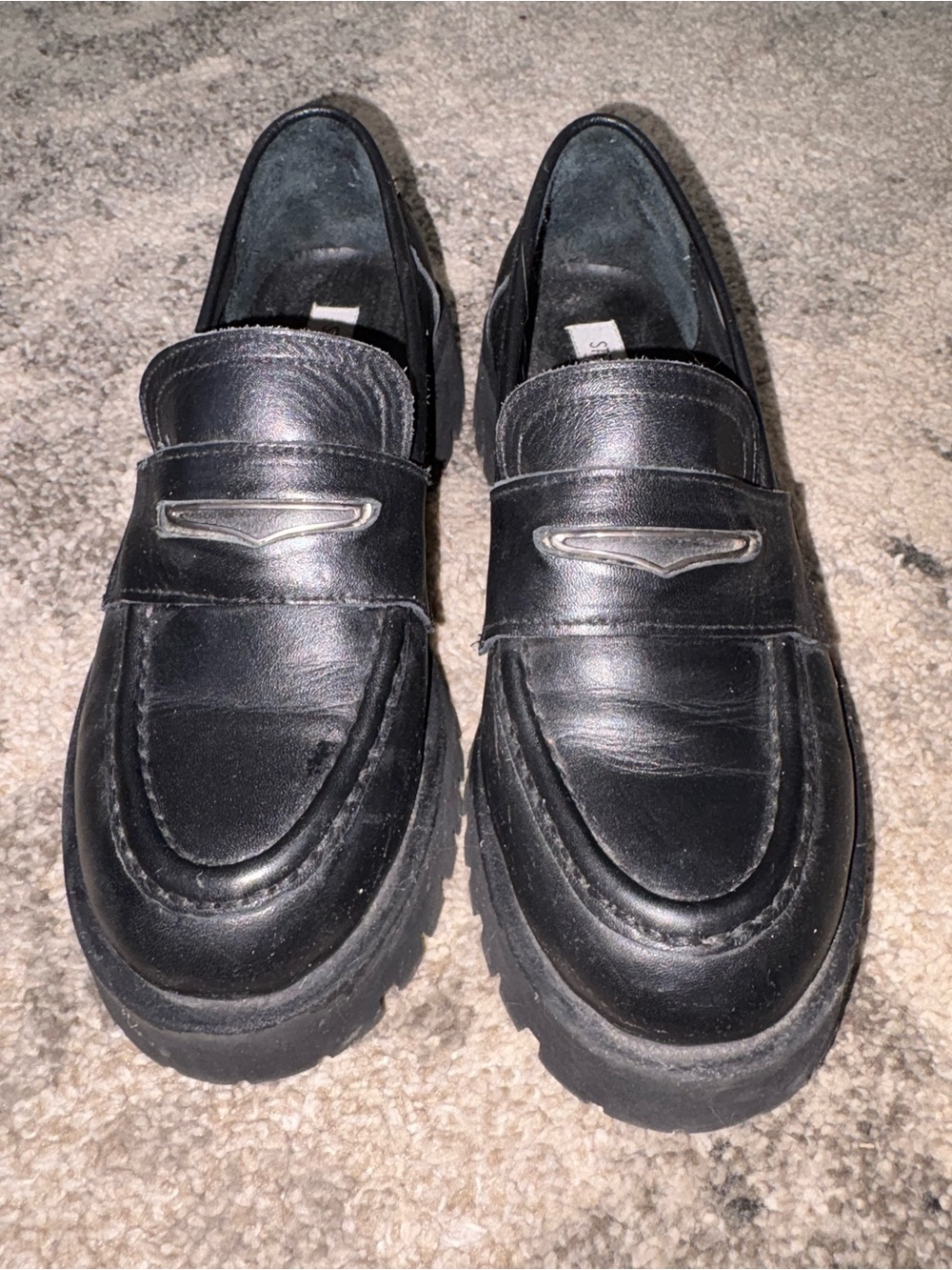 Steve Madden Black Leather Women’s Penny Loafers